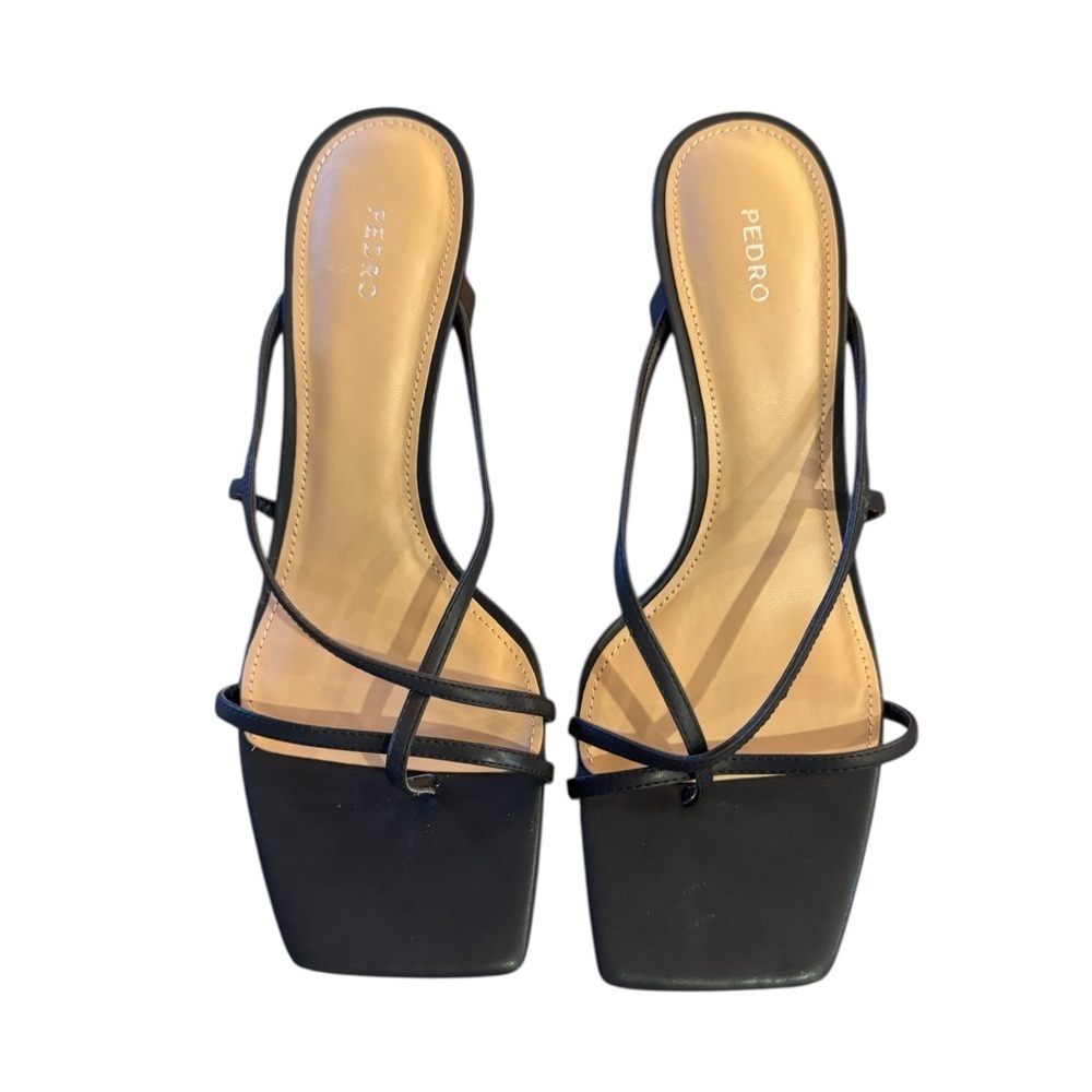NWOT Pedro Black Strappy Women's Heels - Picture 2 of 11